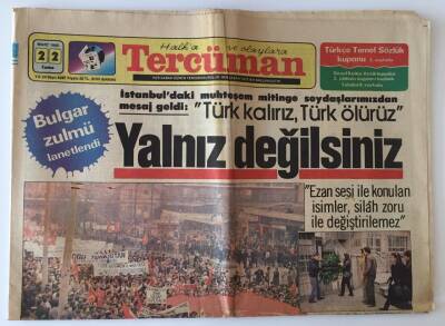 Tercüman Gazetesi 22 Mart 1985 - İstanbuldaki Muhteşem Mitinge Soydaşlarımızdan Mesaj Geldi Türk Kalırız Türk Ölürüz GZ10834 - 2
