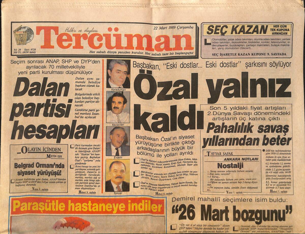 Tercüman Gazetesi 22 Mart 1989 - Eski Şarkılar , Eski Güzeller Ve Zaman Tüneli'nden Zeki Müren GZ150294 - 1
