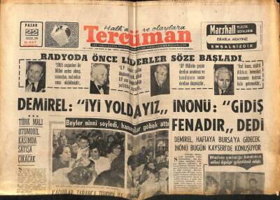 Tercüman Gazetesi 22 Mayıs 1966 - Radyoda Önce Liderler Söze Başladı GZ65707 - 1