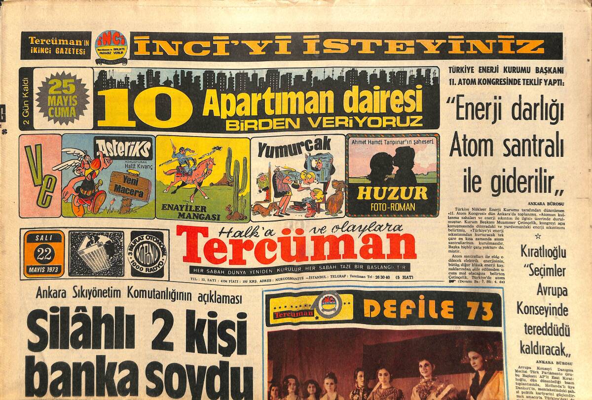 Tercüman Gazetesi 22 Mayıs 1973 - Penaltıyı Atamayan Naci Sivas'ı Terk Etti - Ali İpar Yurda Döndü GZ141796 - 1