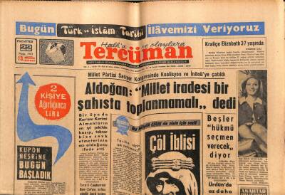 Tercüman Gazetesi 22 Nisan 1963 - Millet Partisi Sarıyer Kongresinde Koalisyon Ve İnönüye Çatıldı GZ55146 - 1