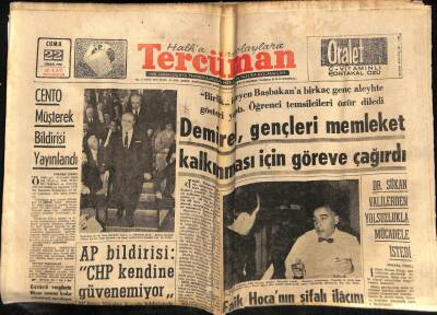 Tercüman Gazetesi 22 Nisan 1966 - Demirel Gençleri Memleket Kalkınması İçin Göreve Çağırdı GZ53939 - 1