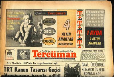 Tercüman Gazetesi 22 Nisan 1969 -TRT Kanun Tasarısı Geçici Komisyona Havale Edildi GZ86206 - 1