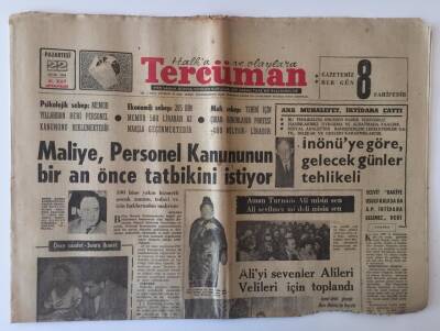 Tercüman Gazetesi 22 Ocak 1968 - Maliye Personel Kanununun Bir An Önce Tatbikini İstiyor GZ11136 - 1