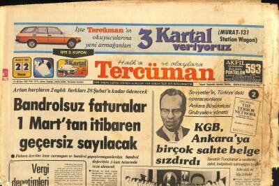 Tercüman Gazetesi 22 Şubat 1981 - KGB , Ankaraya Birçok Sahte Belge Sızdırdı GZ115761 - 1