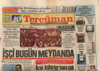 Tercüman Gazetesi 22 Şubat 1986 - Türk - İş Partilerden Destek İstemiyor GZ74659 - 1