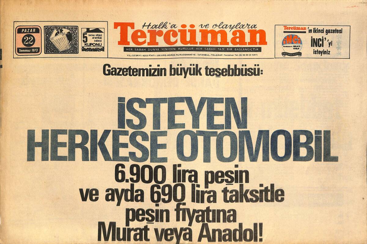 Tercüman Gazetesi 22 Temmuz 1973 - Yanıkyan Müebbet Hapse Mahkum Oldu - Özel Kızılay Kolejini Bitiren 47 Hemşire Kep Giydi GZ146428 - 1