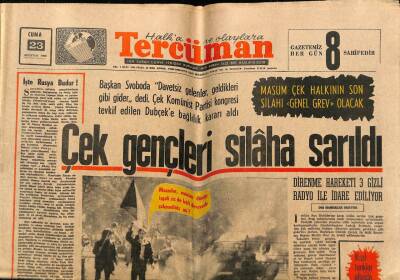 Tercüman Gazetesi 23 Ağustos 1968 - Gençler Rus Konsolosluğu Önünde Orak - Çekiçli Pankartlar Yaktılar GZ68641 - 2