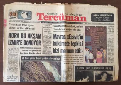 Tercüman Gazetesi 23 Ağustos 1976 - Yunan Muhalefet Lideri Ecevit Adaların Yunanistana Ait Olduğunu Kabul Etti GZ10404 - 1