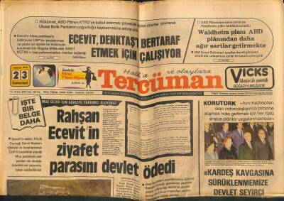 Tercüman Gazetesi 23 Aralık 1978 - Rahşan Ecevitin Ziyafet Parasını Devlet Ödedi. - Türkeş, Ecevit Hükümetinin İcraatı Milyonları Sefalete Sürükledi. GZ123619 - 1