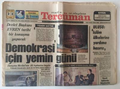 Tercüman Gazetesi 23 Ekim 1981 - Devlet Başkanı EVREN Tarihi Bir Konuşma Yapacak Demokrasi İçin Yemin Günü GZ10698 - 1