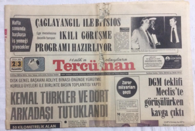 Tercüman Gazetesi 23 Eylül 1976 - Kemal Türkler Ve Dört Arkadaşı Tutuklandı - GZ21184 - 1