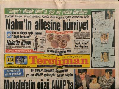 Tercüman Gazetesi 23 Eylül 1988 - Naim Süleymanoğlunun Ailesine Hürriyet GZ61435 - 1