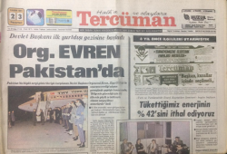 Tercüman Gazetesi 23 Kasım 1981 - Org.Evren Pakistanda - GZ12987 - 2