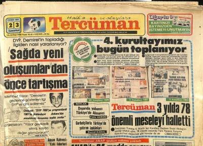 Tercüman Gazetesi 23 Kasım 1985 - DYP , Demirelin Topladığı İlgiden Nasıl Yararlanıyor ? GZ118709 - 1