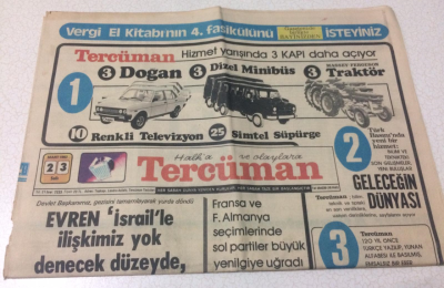Tercüman Gazetesi 23 Mart 1982 - Evren İsraille İlişkimiz Yok Denecek Düzeyde - GZ15257 - 1