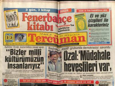 Tercüman Gazetesi 23 Mart 1988 - Özal,Müdahale Heveslileri Var GZ64499 - 1