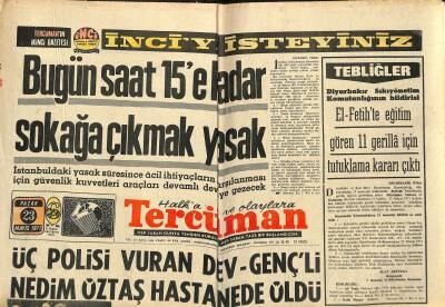 Tercüman Gazetesi 23 Mayıs 1971 - MNPnin Mallarına El Kondu - Bugün Saat 15e Kadar Sokağa Çıkmak Yasak GZ123552 - 1