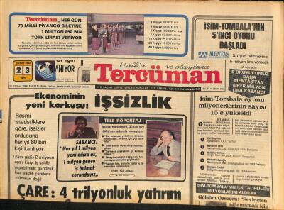Tercüman Gazetesi 23 Şubat 1982 - Ekonominin Yeni Korkusu İşsizlik - Judocular Talasta Kampa Alındı GZ126190 - 1