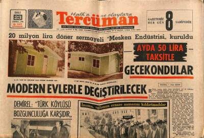Tercüman Gazetesi 23 Temmuz 1968 - Türkiyede Depremden Can Kaybı , İstiklal Harbi Kaybından Daha Fazla GZ79471 - 1