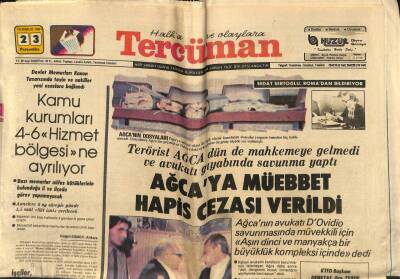 Tercüman Gazetesi 23 Temmuz 1981 - Ağcaya Müebbet Hapis Cezası Verildi GZ80187 - 1