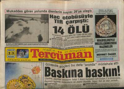 Tercüman Gazetesi 23 Temmuz 1987 - Hac Otobüsüyle Tır Çarpıştı 14 Ölü GZ70320 - 1