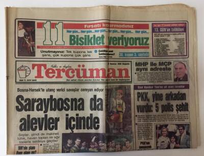 Tercüman Gazetesi 23 Temmuz 1992 - Saraybosna Alevler İçinde GZ10727 - 2