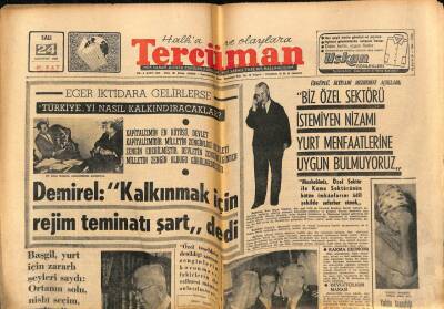 Tercüman Gazetesi 24 Ağustos 1965 - Demirel Kalkınmak İçin Rejim Teminatı Şart dedi GZ70844 - 1