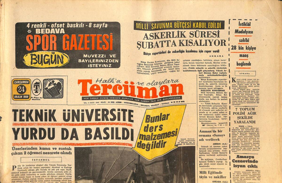 Tercüman Gazetesi 24 Aralık 1969 - Dubçek , Ankara Elçiliği Yerine Fabrikada İşçi Olmak İstemiş GZ144230 - 1