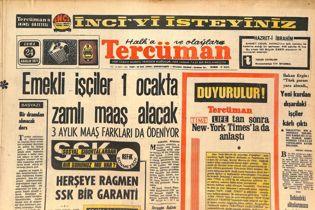 Tercüman Gazetesi 24 Aralık 1971 - Savcı, Mehmet Seyhan'ın İdamını İstedi - Denizaltı Ve Helikopter Yapacağız GZ145592 - 1