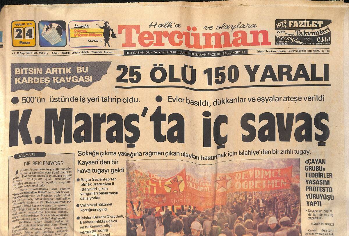 Tercüman Gazetesi 24 Aralık 1978 - Ajda Pekkan, Nilüfer; Bu Şarkılar İsrail'de Dereceye Giremez - Marilyn Monroe Sarışın Bomba 