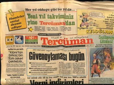 Tercüman Gazetesi 24 Aralık 1983 - 398 Milletvekili Turgut Özal Hükümeti İçin Oy Kullanacak GZ67278 - 1