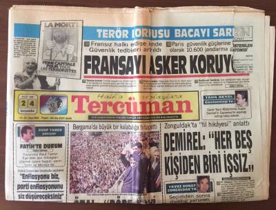 Tercüman Gazetesi 24 Eylül 1986 -Özal İçin İki Tehlike Demirel Ve İnönü GZ10437 - 1