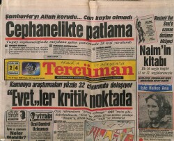 Tercüman Gazetesi 24 Eylül 1988 - Şanlıurfada Cephanelikte Patlama GZ61434 - 1