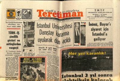 Tercüman Gazetesi 24 Haziran 1969 - İstanbul Üniversitesi Danıştay Kararı İle Dün Açıldı GZ54755 - 1
