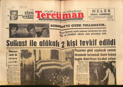 Tercüman Gazetesi 24 Kasım 1963 - Oswald Kennedyyi Ben Vurmadım diyor - Dünya Kennedy İçin Ağlıyor.. GZ125377 - 1