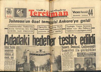 Tercüman Gazetesi 24 Kasım 1967 - Sunay , Demirel , Çağlayangil Temsilci İle Görüştüler - Johnsonun Özel Temsilcisi Ankaraya Geldi GZ118008 - 1