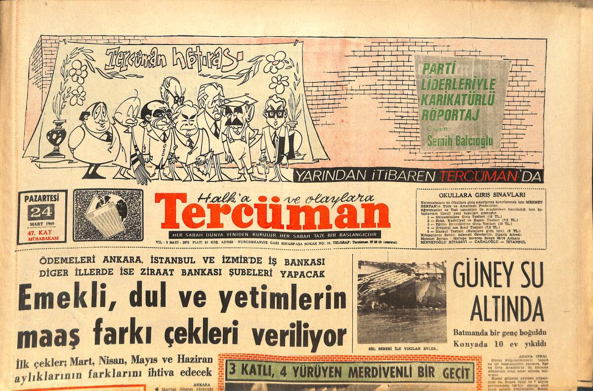 Tercüman Gazetesi 24 Mart 1969 - Galatasaray 2-0, Fenerbahçe 3-2 Galip - Almanya'da Memur Olan İlk Türk: Namık Sayın GZ145339 - 1