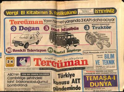 Tercüman Gazetesi 24 Mart 1982 - Yeni Bir Toprak Tarım Yasası Tasarısı Hazırlanıyor GZ54267 - 1