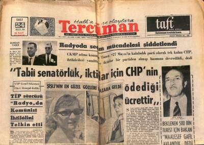 Tercüman Gazetesi 24 Mayıs 1966 - Konya Valisinin Güzel Kızını Taksimde Gözünden Vurdular GZ118921 - 1