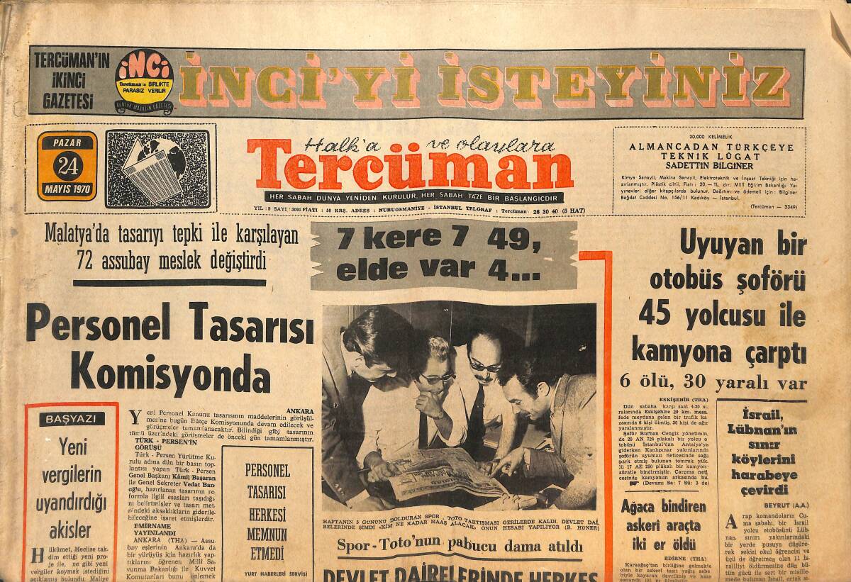 Tercüman Gazetesi 24 Mayıs 1970 - Yunus Emre Sitesi Kuruluyor - Karşıyaka F. Bahçe'nin Mendireğine 350 Bin Lira Vermeye Hazır! GZ145980 - 1