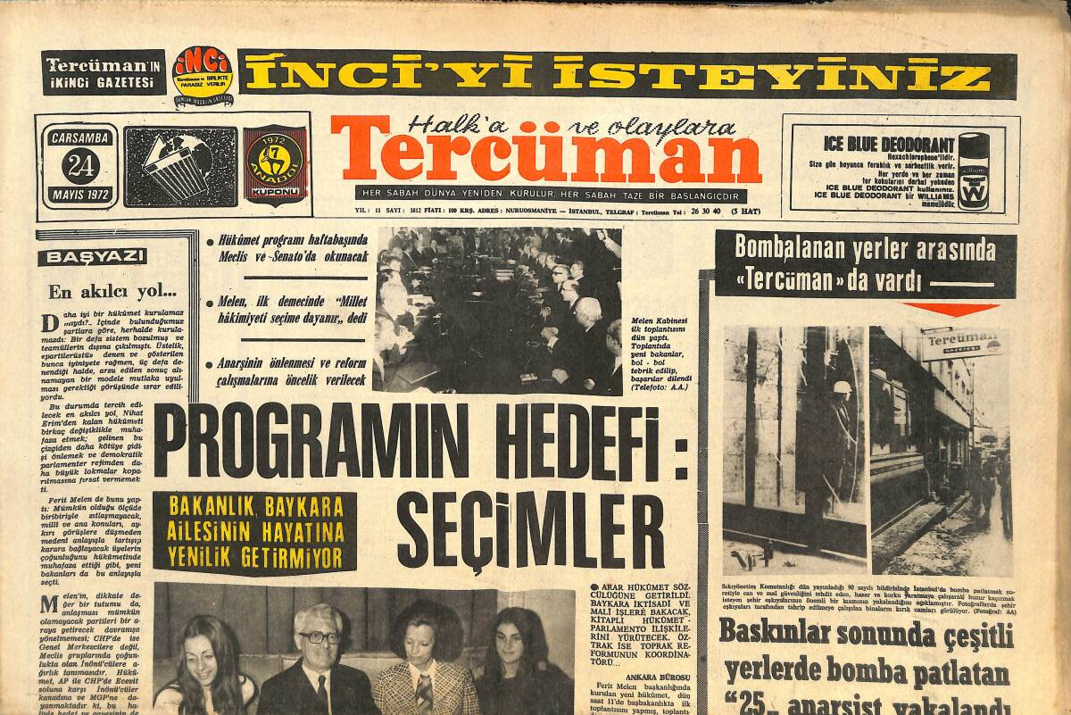 Tercüman Gazetesi 24 Mayıs 1972 Zeyyat Baykara Özel Sektörü