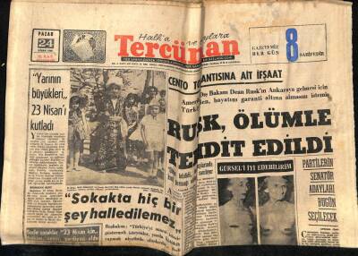 Tercüman Gazetesi 24 Nisan 1966 - Rusk Ölümle Tehdit Edildi GZ53937 - 1