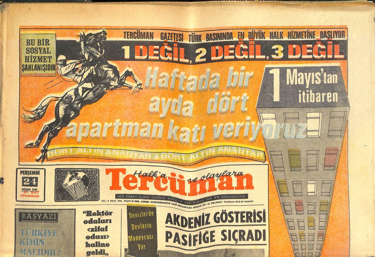 Tercüman Gazetesi 24 Nisan 1969 - Mini Etekli Genç Milletvekili Kız, Avam Kamarasına Duman Attırdı - Akdeniz Gösterisi Pasifik'e Sıçradı GZ144310 - 1