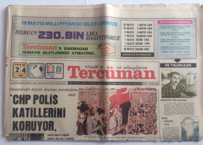 Tercüman Gazetesi 24 Nisan 1977 - CHP Polis Katillerini Koruyor - GZ15061 - 2