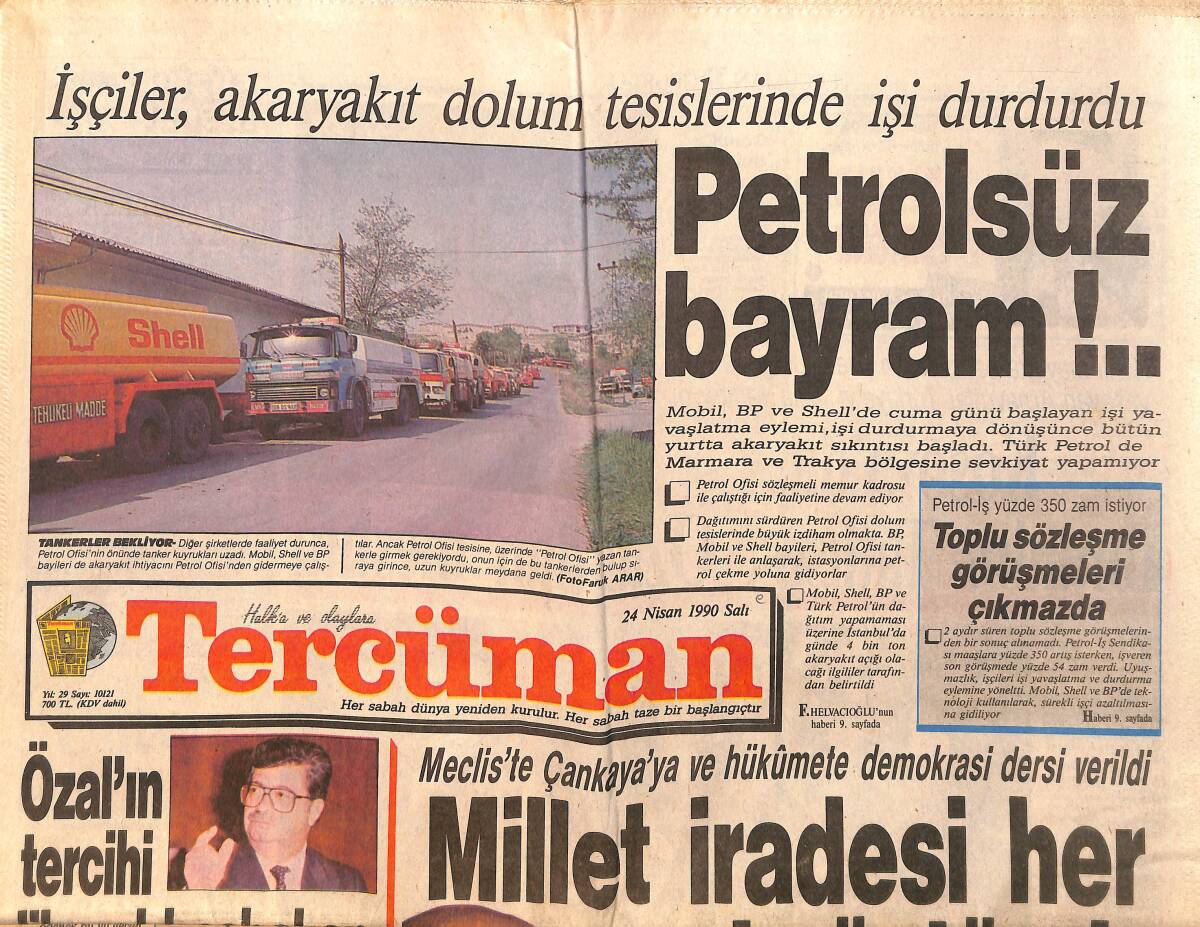 Tercüman Gazetesi 24 Nisan 1990 - Haliç Yine Çöplük Gibi - Petrolsüz Bayram !.. GZ157878 - 1