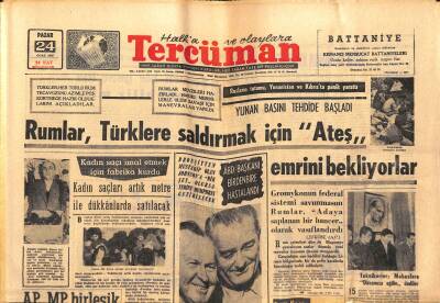Tercüman Gazetesi 24 Ocak 1965 - Rumlar, Türklere Saldırmak İçin Ateş emrini bekliyor. - Johnson Hastaneye Kaldırıldı. GZ123630 - 1