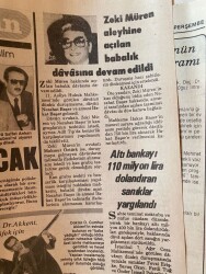 Tercüman Gazetesi 24 Ocak 1985 - Zeki Müren Aleyhine Açılan Babalık Davasına Devam Edildi GZ84198 - 2