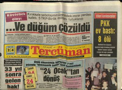 Tercüman Gazetesi 24 Ocak 1987 - Doğum Günü Hediyesi GZ54692 - 1