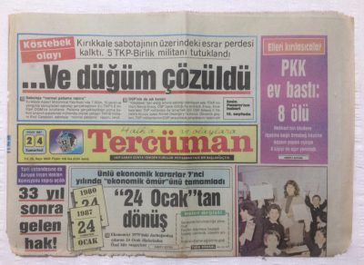 Tercüman Gazetesi 24 Ocak 1987 - Ve Düğüm Çözüldü - GZ17347 - 1